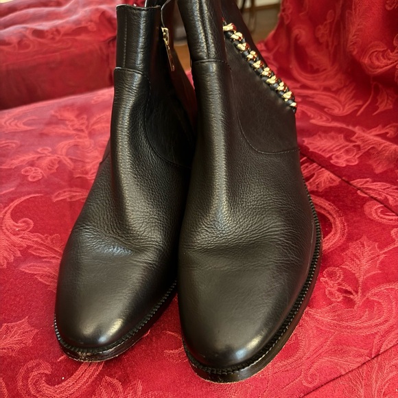 Coach Anklet boots Women’s Black Leather Chain Designer Size 91/2 - Picture 7 of 7